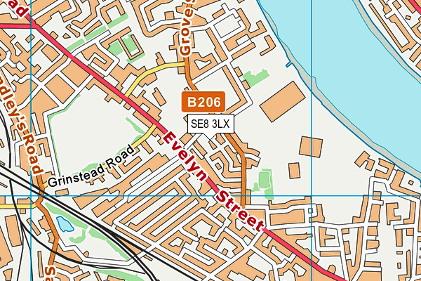 SE8 3LX map - OS VectorMap District (Ordnance Survey)