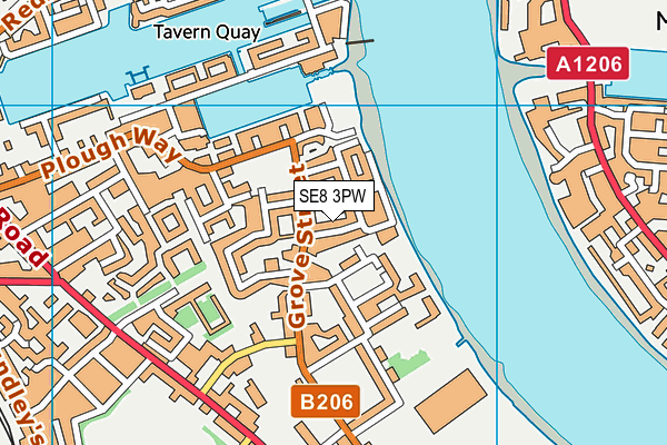 SE8 3PW map - OS VectorMap District (Ordnance Survey)