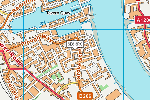 SE8 3PX map - OS VectorMap District (Ordnance Survey)