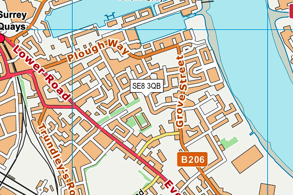 SE8 3QB map - OS VectorMap District (Ordnance Survey)