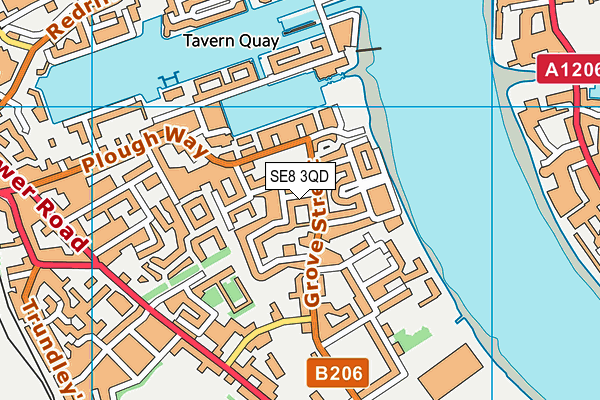 SE8 3QD map - OS VectorMap District (Ordnance Survey)