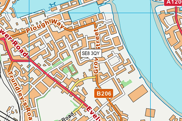 SE8 3QY map - OS VectorMap District (Ordnance Survey)