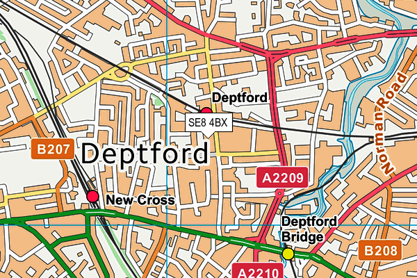 SE8 4BX map - OS VectorMap District (Ordnance Survey)