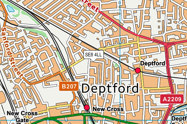 SE8 4LL map - OS VectorMap District (Ordnance Survey)