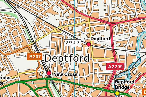 SE8 4LZ map - OS VectorMap District (Ordnance Survey)