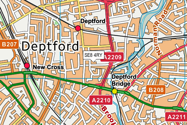 SE8 4RY map - OS VectorMap District (Ordnance Survey)