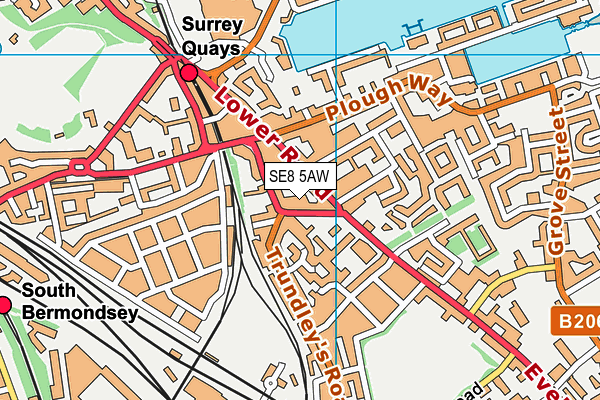 SE8 5AW map - OS VectorMap District (Ordnance Survey)