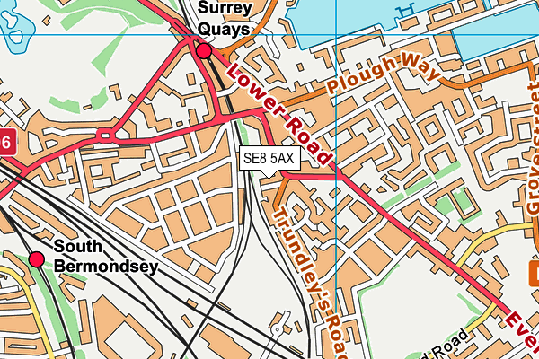 SE8 5AX map - OS VectorMap District (Ordnance Survey)