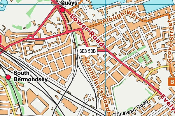 SE8 5BB map - OS VectorMap District (Ordnance Survey)