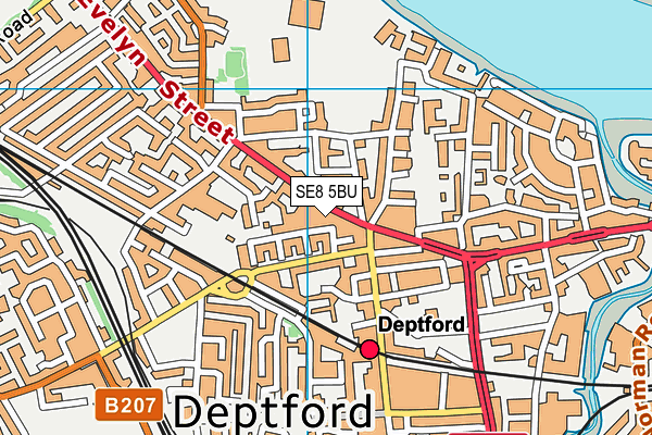 SE8 5BU map - OS VectorMap District (Ordnance Survey)