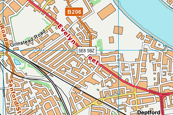 SE8 5BZ map - OS VectorMap District (Ordnance Survey)