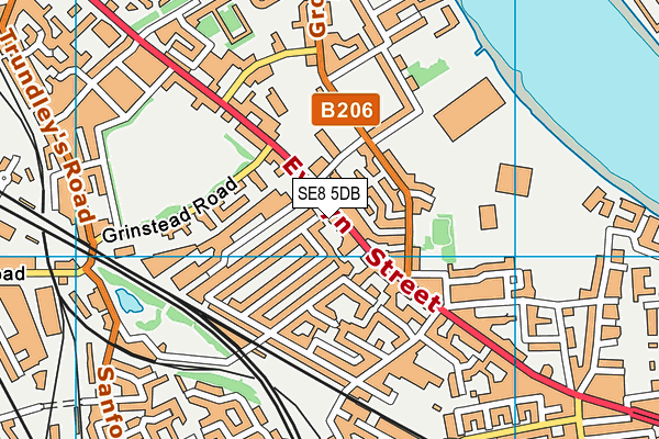 SE8 5DB map - OS VectorMap District (Ordnance Survey)