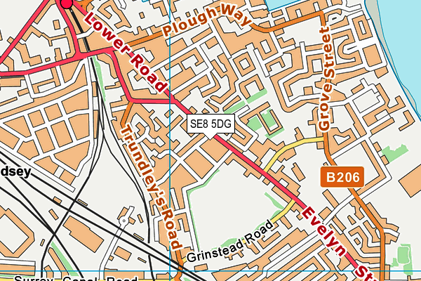 SE8 5DG map - OS VectorMap District (Ordnance Survey)