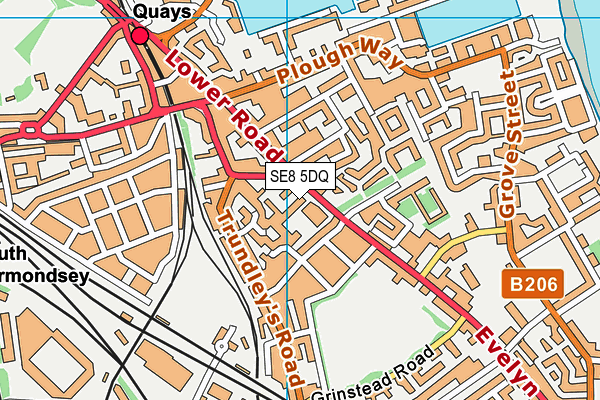 SE8 5DQ map - OS VectorMap District (Ordnance Survey)