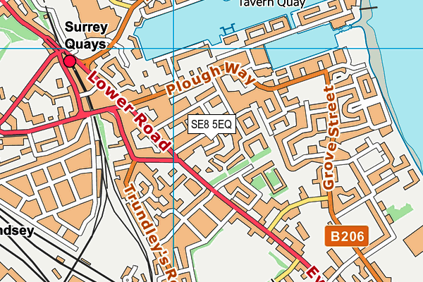 SE8 5EQ map - OS VectorMap District (Ordnance Survey)