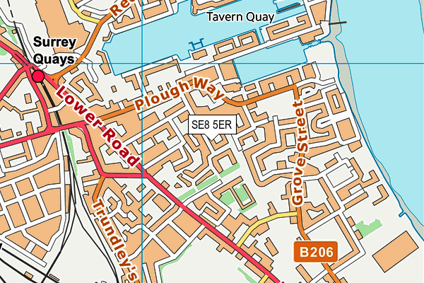 SE8 5ER map - OS VectorMap District (Ordnance Survey)