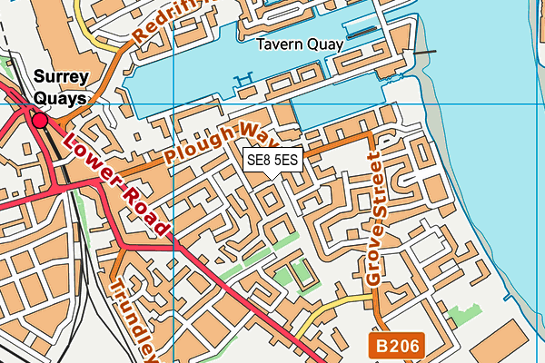 SE8 5ES map - OS VectorMap District (Ordnance Survey)