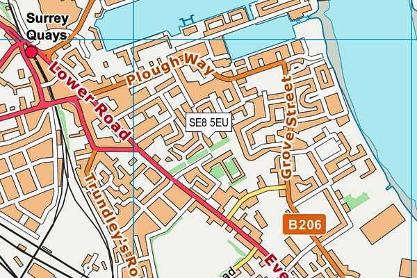 SE8 5EU map - OS VectorMap District (Ordnance Survey)