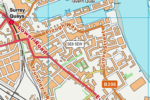 SE8 5EW map - OS VectorMap District (Ordnance Survey)