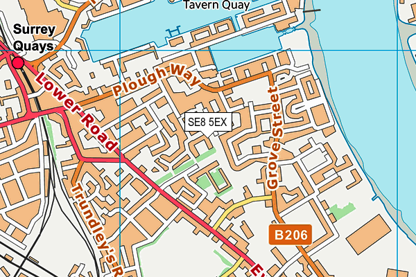 SE8 5EX map - OS VectorMap District (Ordnance Survey)