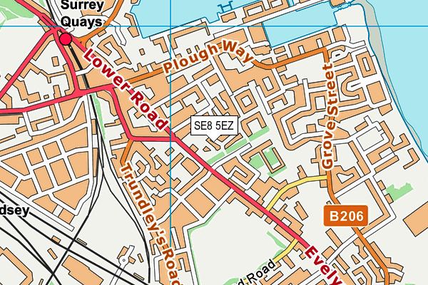 SE8 5EZ map - OS VectorMap District (Ordnance Survey)
