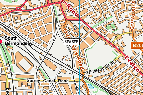 SE8 5FB map - OS VectorMap District (Ordnance Survey)