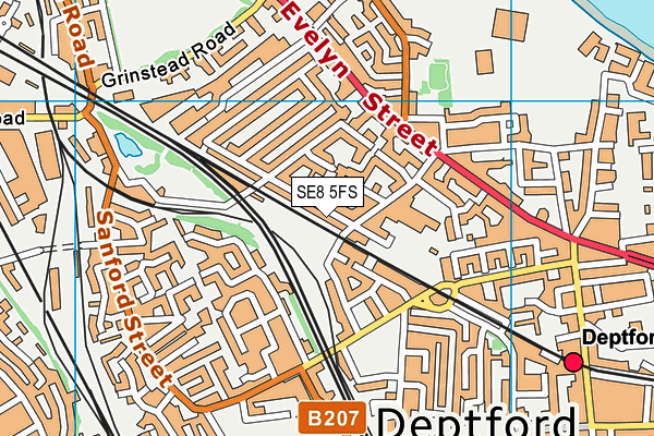 SE8 5FS map - OS VectorMap District (Ordnance Survey)