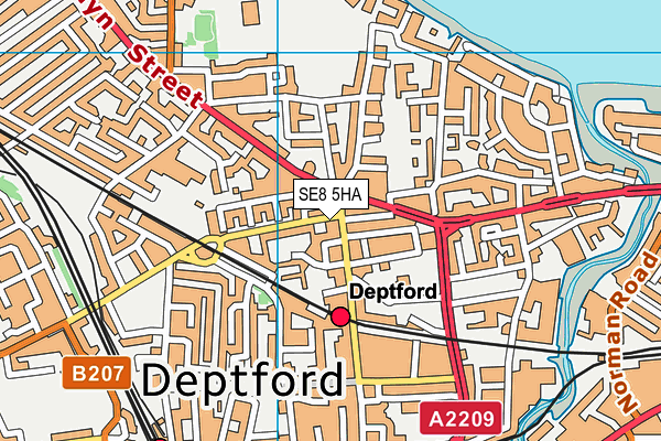 SE8 5HA map - OS VectorMap District (Ordnance Survey)