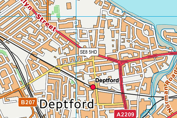 SE8 5HD map - OS VectorMap District (Ordnance Survey)