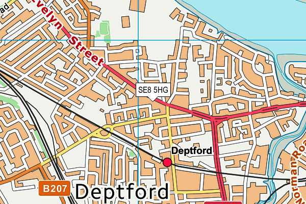 SE8 5HG map - OS VectorMap District (Ordnance Survey)
