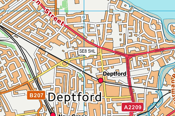 SE8 5HL map - OS VectorMap District (Ordnance Survey)