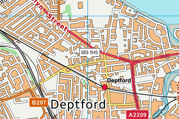 SE8 5HS map - OS VectorMap District (Ordnance Survey)