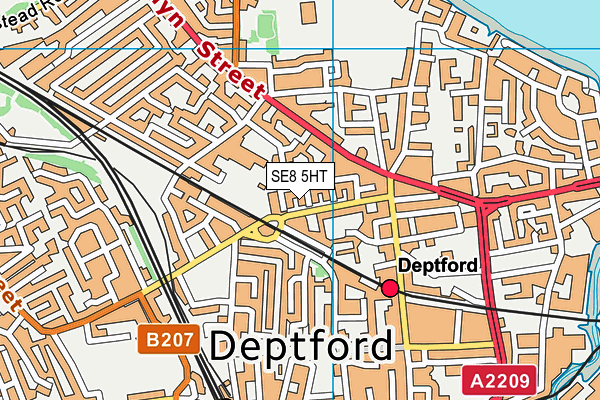 SE8 5HT map - OS VectorMap District (Ordnance Survey)
