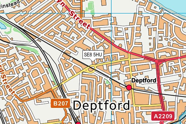 SE8 5HU map - OS VectorMap District (Ordnance Survey)