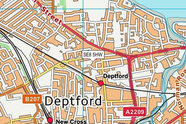 SE8 5HW map - OS VectorMap District (Ordnance Survey)