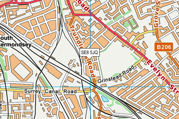 SE8 5JQ map - OS VectorMap District (Ordnance Survey)