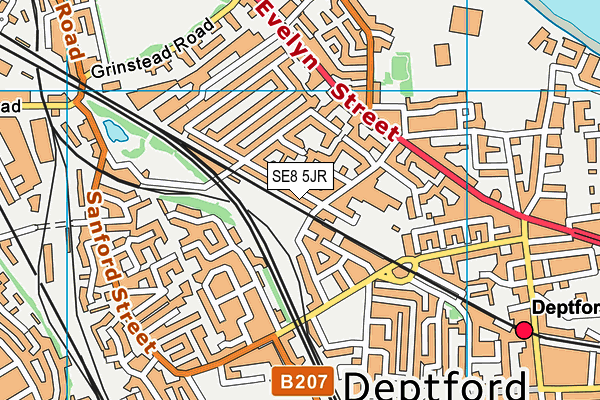 SE8 5JR map - OS VectorMap District (Ordnance Survey)