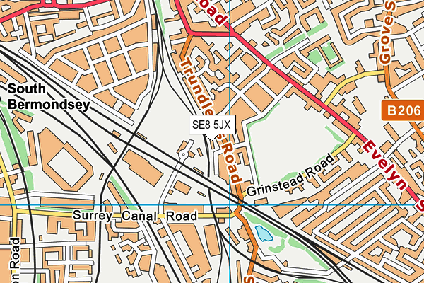 SE8 5JX map - OS VectorMap District (Ordnance Survey)