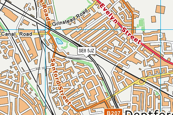 SE8 5JZ map - OS VectorMap District (Ordnance Survey)
