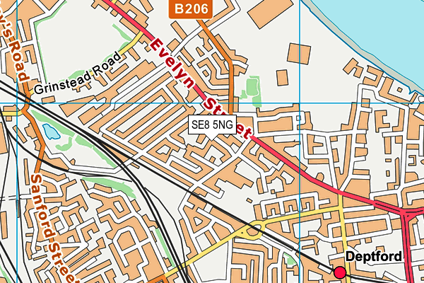 SE8 5NG map - OS VectorMap District (Ordnance Survey)