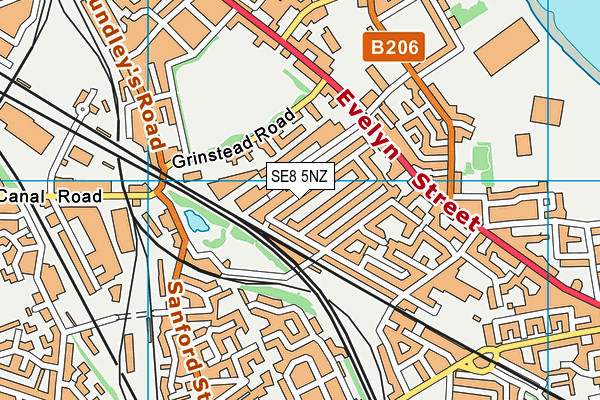 SE8 5NZ map - OS VectorMap District (Ordnance Survey)