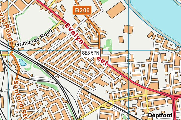 SE8 5PN map - OS VectorMap District (Ordnance Survey)