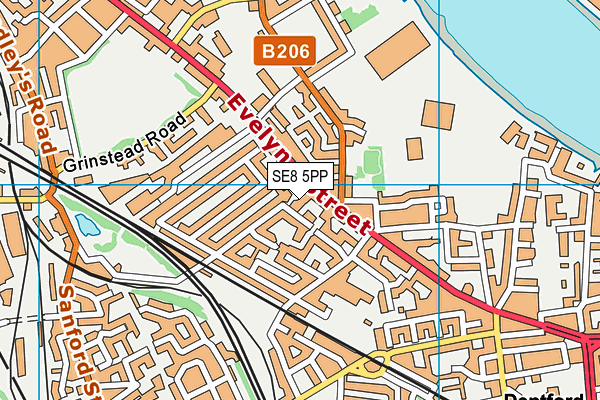 SE8 5PP map - OS VectorMap District (Ordnance Survey)