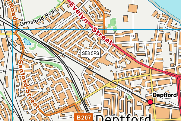 SE8 5PS map - OS VectorMap District (Ordnance Survey)