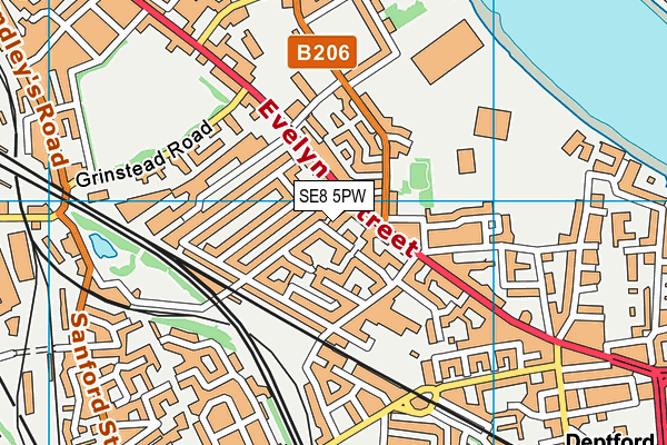 SE8 5PW map - OS VectorMap District (Ordnance Survey)