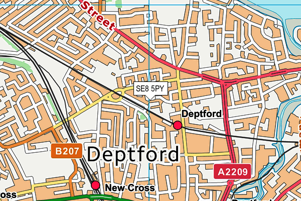 SE8 5PY map - OS VectorMap District (Ordnance Survey)