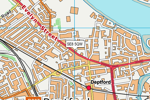 SE8 5QW map - OS VectorMap District (Ordnance Survey)