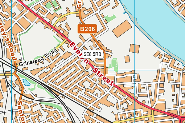 SE8 5RB map - OS VectorMap District (Ordnance Survey)