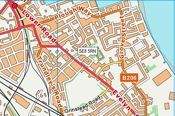 SE8 5RN map - OS VectorMap District (Ordnance Survey)
