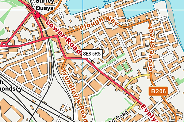 SE8 5RS map - OS VectorMap District (Ordnance Survey)